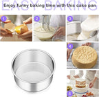P&P CHEF 6 Inch Cake Pans Set, Round Baking Pan Stainless Steel Layer Birthday Wedding Cake Oven Pans, Non Toxic & Heavy Duty, Deep Side & Mirror Finish, Dishwasher Safe, (3Pcs)