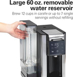 Hamilton Beach FlexBrew Advanced 5-in-1 Programmable 12 Cup Drip and Single Serve Hot & Iced Coffee Maker with Movable 60 oz. Water Reservoir, Fast Brewing, Black R49965 (Renewed)
