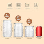 Adodeen 32oz Vintage Glass Jar With Lid, Glass Storage Containers, Airtight Kitchen Storage Containers For Sugar, Coffee, Tea, Spice, Flour, Candy Cookie, Pasta, Cereal, Cute Decorative Jars