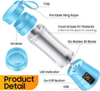 Cordless Portable Personal Size Blender - Mini Blender Make Smoothies and Shakes, 380Ml BPA Free Travel Cup, Powerful Blending Suit in Office/Home/Gym, Mother's Day