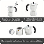 IMUSA 12-Cup Stovetop Espresso Maker, Cast Aluminum Coffee Maker, Cuban Coffee Brewer, Moka Pot Style, Portable Coffee Maker for Home, Camping, or Travel