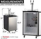Beer Kegerator, Dual Tap Draft Beer Dispenser, Full Size Kegerator and Keg Beer Cooler With Shelves & Drip Tray & 4 Casters, Stainless Steel Keg Dispenser, 32°F- 50°F Temperature Control, 170L