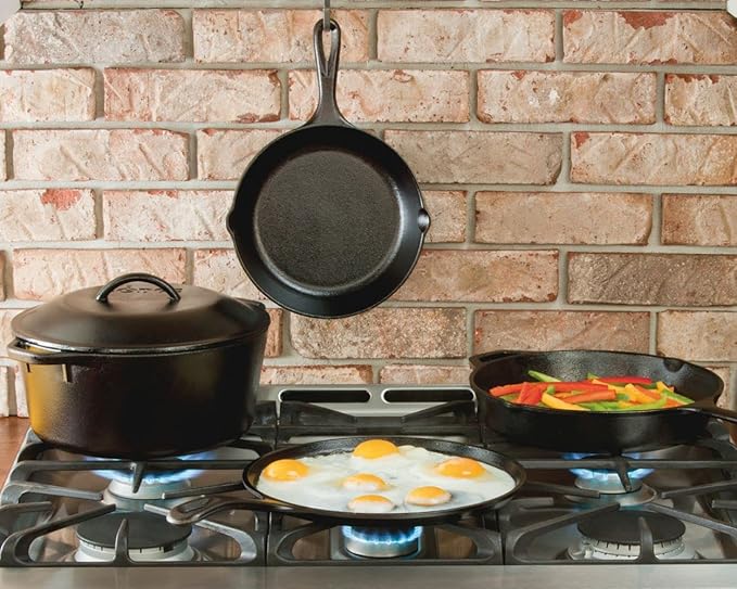 Lodge Cast Iron Dutch Oven - Loop Handle Cooking Vessel - Even Heat Retention - Oven-Safe, Versatile Pot - 5 Quart