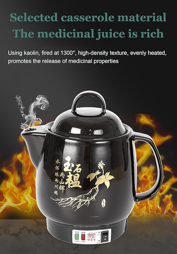 Electric Smart Herbal Pot, Automatic Chinese Medicine Decoction Pot, 3 Temp Modes (Boil/Simmer/Warm), Auto Shut-Off & Boil-Dry Protection, for TCM, Herbs, Tea