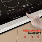 12-inch Electric Cooktop with 2 Burners - 9 Power Levels for Rapid, Even Heating, Compact Design, Child Safety Lock, Ceramic Glass Surface, 220-240V (Plug Not Included)