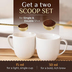 Orblue Premium Coffee Scoop Set - 1 Tbsp (15ml) & 2 Tbsp (30ml) Measuring Tablespoon - Stainless Steel Coffee Measuring Spoon and Scooper with Long Handles - Pack of 2 - Gold