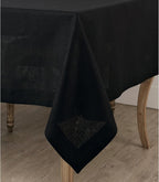 Solino Home Black Linen Tablecloth 60 x 120 Inch - 100% Pure Linen Table Cloth for Rectangle Tables - Fete, Machine Washable Tablecloth for Winter, Christmas, Holiday, New Year