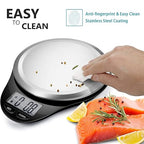 Food Scale, NUTRI FIT Digital Kitchen Scale Weight Grams and Ounces for Weight Loss, Accurate Cooking Baking Scale LCD Display Max 11lb 1g Increment with Wide Stainless Steel Platfrom, Black