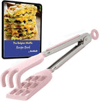 Mini Waffle Tongs by StarBlue Pink – 8 Inches Silicone and Nylon Serving Tongs with Non-Slip Smooth Handles, Non-Scratch and Dishwasher Safe, Multipurpose Spatula for Belgian Waffle Serving