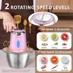 Food Processor Cordless Meat Garlic Chopper with 5 Cup Stainless Steel Bowl, 6000mAh USB Rechargeable Electric Vegetable Chopper Baby Food Processor Blender Mini Kitchen Mixer, Mom's Gift(Pink)