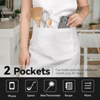 NLUS 2 Pack White Aprons with 2 Pockets for Women Men Kitchen Aprons with Pockets, Chef Aprons for Baking BBQ Cooking