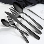 Hunnycook Black Silverware Set - 20PCS Stainless Steel Silverware Set for 4, Includes Forks Spoons and Knives, Utensil Sets for Home Kitchen Restaurant, Dishwasher Safe