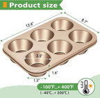 Kevenal Jumbo-Muffin-Pan - Nonstick 6-Cup Large Cupcake Pan, Heavy Duty Giant Muffin Baking Pan for Cupcakes, Oven Safe & Easy to Clean (Large Cup Size, 3.5 x 1.5in)
