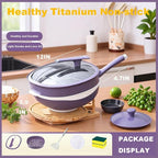 12in Titanium Alloy Non-Stick Pot with Lid with Steamer 2026 Upgrade Titanium Pot Titanium Frying Pans Nonstick Titanium Pots and Pans, Nonstick Frying Pan Cookware Sets