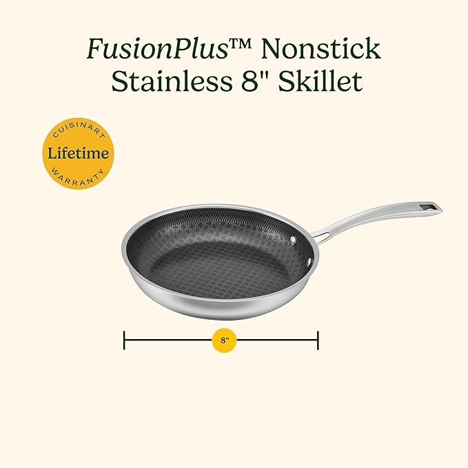Cuisinart FusionPlus Hybrid Nonstick Stainless Steel Cookware, 5-Quart Sauté Pan with Cover and Helper, PFAS-Free PURELYSEAR Ceramic Technology, Scratch Proof, Cool Grip Handles, Dishwasher Safe