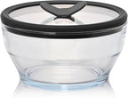 Anyday 4-Cup Glass Food Storage with Glass Lid, Round Deep Dish | Plastic-Free Meal Prep & Microwave Cookware | Stackable Airtight Storage Container with Vented Lid for Microwave-Safe Reheating