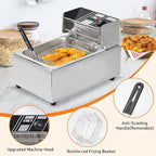 Electric Deep Fryer – 6L Large Capacity Deep Fryer with Detachable Basket, Adjustable Temperature Control, 1600W Stainless Steel Commercial Fryer for Restaurant & Home – Perfect for Chicken, Fries