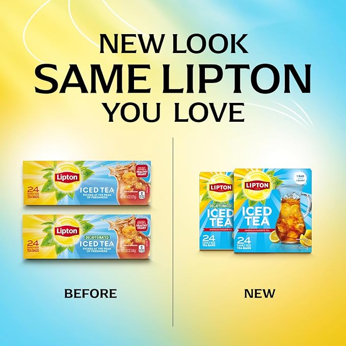 Lipton Unsweetened Iced Tea Bags, Family Size Zero Calories, 24 Total Tea Bags
