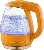 OVENTE Electric Kettle, 1.5L Borosilicate Glass Countertop Water Heater and Boiler for Coffee or Tea, BPA-Free, Auto Shut-Off, Boil-Dry Protection, Removable and Washable Spout Filter, Orange KG83O