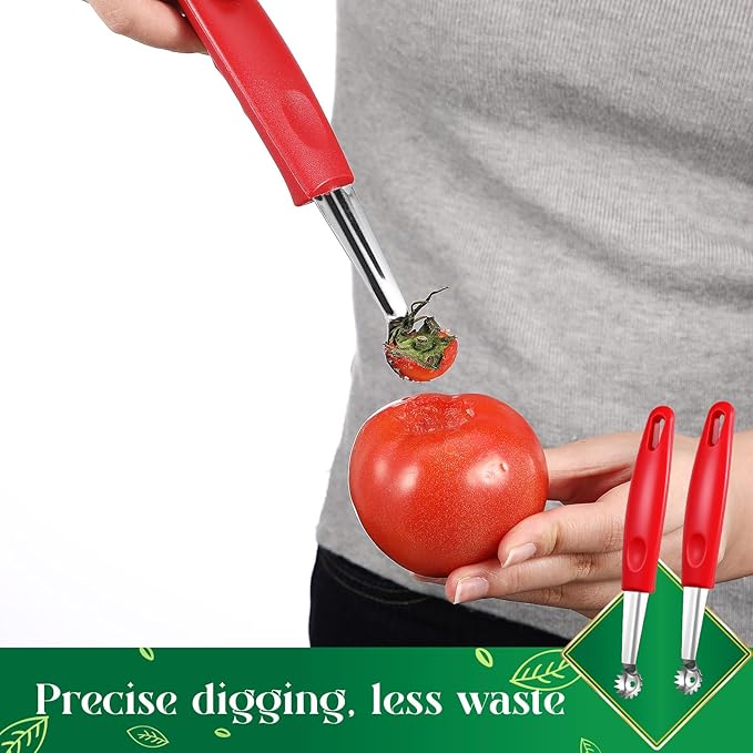 Willinglong 4 Pcs Tomato Corer Tool Strawberry Huller Tomato Stem Remover Stainless Steel Strawberry Huller Tool Fruit Vegetable Baller