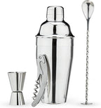 True Bar Drink Mixer Set, 19oz 4-piece Cocktail Shaker Set Bartender Kit, Cocktail Mixer Set, Cocktail Shaker Kit, Barware Tool Sets, Bar Accessories, Silver