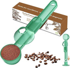 Coffee Scoop with Funnel for Ground Coffee, Protein Powder & Tea, for Reusable K Cup Refiller, 2TBSP Mess-Free, Funnel Design Prevents Spills (Translucent Green, 1-Pack)