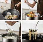 Cooking Utensils set, 18/8 Stainless Steel Kitchen Utensils set, 7 Pieces Cookware Set with Rotating Holder, Heat Resistant Stainless Steel Cooking Spoon(Dishwasher Safe)
