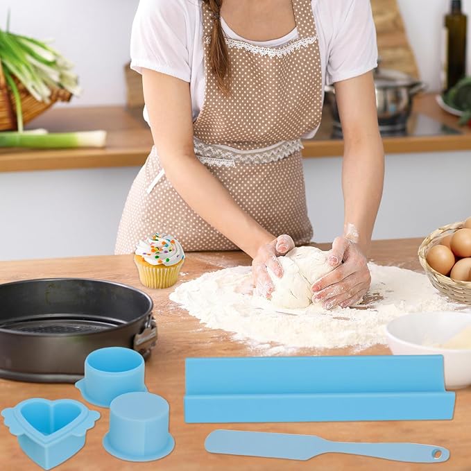 Cake Pop Mold Maker Cutter Set - Include 2 Inch Circle Pusher & 9 Inch Tray & silicone knife, Baking Kit for Home, Birthdays, Weddings (Blue)