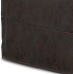 SIMPLIHOME Sheffield Square Pouf - 18 inch Wide Genuine Leather Ottoman in Distressed Dark Brown, Boho-Style Footrest, Extra Seating, or Accent Piece for Living Room or Bedroom, Assembled