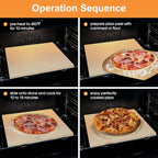 Small 10x10 Inch Cordierite Pizza Stone for RV Camper Oven & Grill, Square Baking Stone for Pizza, Bread, Pies, BBQ, Durable and Safe, with Plastic Scraper