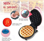Mini Maker Waffle Maker 5“ Non-Stick Waffler Iron Stuffler Stuffed Wafflera Adjustable Browning Control, Heart, Pink