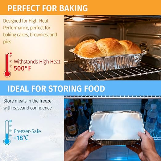 40 Pack Disposable Aluminum Pans Combo Set-9x9 (20pc) Square Tin Foil Pans & 8x8(20pc) Square Aluminum Foil Pans,For Meal Prep,Food Cooking,Roasting,Heating. (40 Pack)