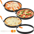 Tioncy 4 Packs Large Omelette Rings for Griddle 8 Inch Stainless Steel Nonstick Pancake Molds Round Omelet Egg Ring Maker with Silicone Handle Grill and Oil Brush for Frying Egg Omelette Muffins