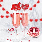 24Pcs Valentine's Day Drink Markers Wine Glass Markers, Heart, Lip Shape Wine Charms for Stem Glasses - Wedding, Bridal for Christmas New Year Party Decor Supplies