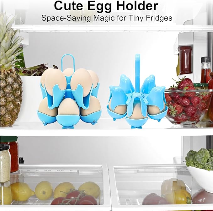 Asltw Dolphin Boiled Egg Holder – 3-in-1 Cooker, Server & Fridge Tray for Soft/Hard Eggs, BPA-Free, Cute Kitchen Gift for Kids & Families (Blue)