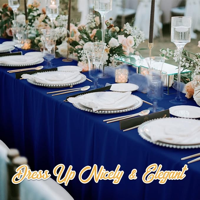 BRILLMAX 8 Pack Navy Blue Tablecloths 70 x 120 Inch for 6ft or 8ft Rectangle Tables - Rectangular Bulk Linen Polyester Fabric Washable Cloth Cover for Wedding Reception Banquet Birthday Party