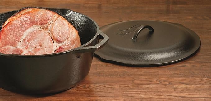 Lodge Cast Iron Dutch Oven - Loop Handle Cooking Vessel - Even Heat Retention - Oven-Safe, Versatile Pot - 7 Quart