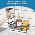 Sponge Holder for Kitchen Caddy Sink Organizer, Multifunctional Rustproof Dish Soap Sponge Caddy for Sink Counter with Detachable Brush Holder & Drain Tray - Storage Kitchen & Home Accessories