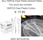 bUCLA 100Pieces Clear Plastic Plates - 6.25inch Premium Hard Disposable Salad/Dessert/Appetizer/Small Cake Plates for Wedding& Party