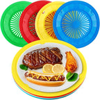 12 Pcs Plastic Paper Plate Holders,10.5 Inch Reusable Paper Plate Holders for 9 Inch Round Plates,Papers Plates Dispenser with Snap in Grooves for Picnic,Party,Dinner,BBQ(Assorted Colors)