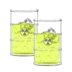 Pund'it Polluted Shatter Resistant Halloween Drink Glasses, Set of 2, 16oz Radioactive Barrel Themed Cocktail and Soda Glasses