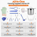 Stainless Steel Canning Pot with Rack and Lid, Large Water Bath Canner, Full Home Canning Supplies Starter Kit (27.5 Quarts, Blue)