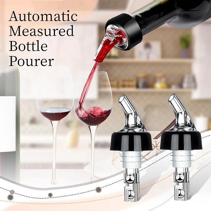 Automatic Measured Bottle Pourer - Quick Shot Spirit Measure Pourer Drinks Wine Cocktail Dispenser Home Bar Tools - 1oz/30ml (4 pack)