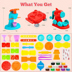 3 in 1 Dough Sets 59 PCS for Kids Ages 4-8, Dough Tools Kit with Ice Cream Noodle Hamburger Maker Machine, Kitchen Creations Art Crafts Food Play Toys for Boys Girls Kids Toddlers Ages 3+