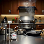Black Kitchen Food-Cooking Meat Coffee Thermometer, Physical Sensing Stainless Steel Thermometer for Milk Foam Frothing Chocolate Water Grill, Turkey, BBQ Thermometers and Timers