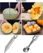 BURLIHOME 12 Pack Vegetable and Fruit Carving Tools, Chef Garnish Tools, Melon Baller Scoop Set, Lemon Zester, Vegetable Peeler, Apple Corer, Stainless Steel Carving Knife Set for Fruits