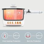 Topwit Hot Pot Electric with Steamer, 1.5L Ramen Cooker, Non-Stick Sauté Pan, Portable Cooking Pot, Electric Cooker with Dual Power Control, BPA Free, Over-Heating & Boil Dry Protection, Black