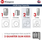 Kegco Kegerator 24" Wide Dual Tap Black/Stainless Steel Undercounter Beer Dispenser HK38BSU-2