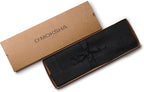 D'Moksha Homes Linen Placemats Set of 6 - Classic Hemstitch Black Placemats 14 x 19 Inch - 100% Pure Linen Table Mats for Winter, Holiday, New Year - Handcrafted and Machine Washable