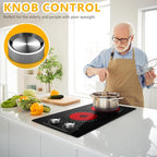 12 Inch Electric Cooktop, 2 Burner Electric Stove Top with 9 Power Levels, Knob Control, Auto shutdown and Residual Heat Warning, 2000W, Ideal for Countertop & Built-In Use (110-120V)